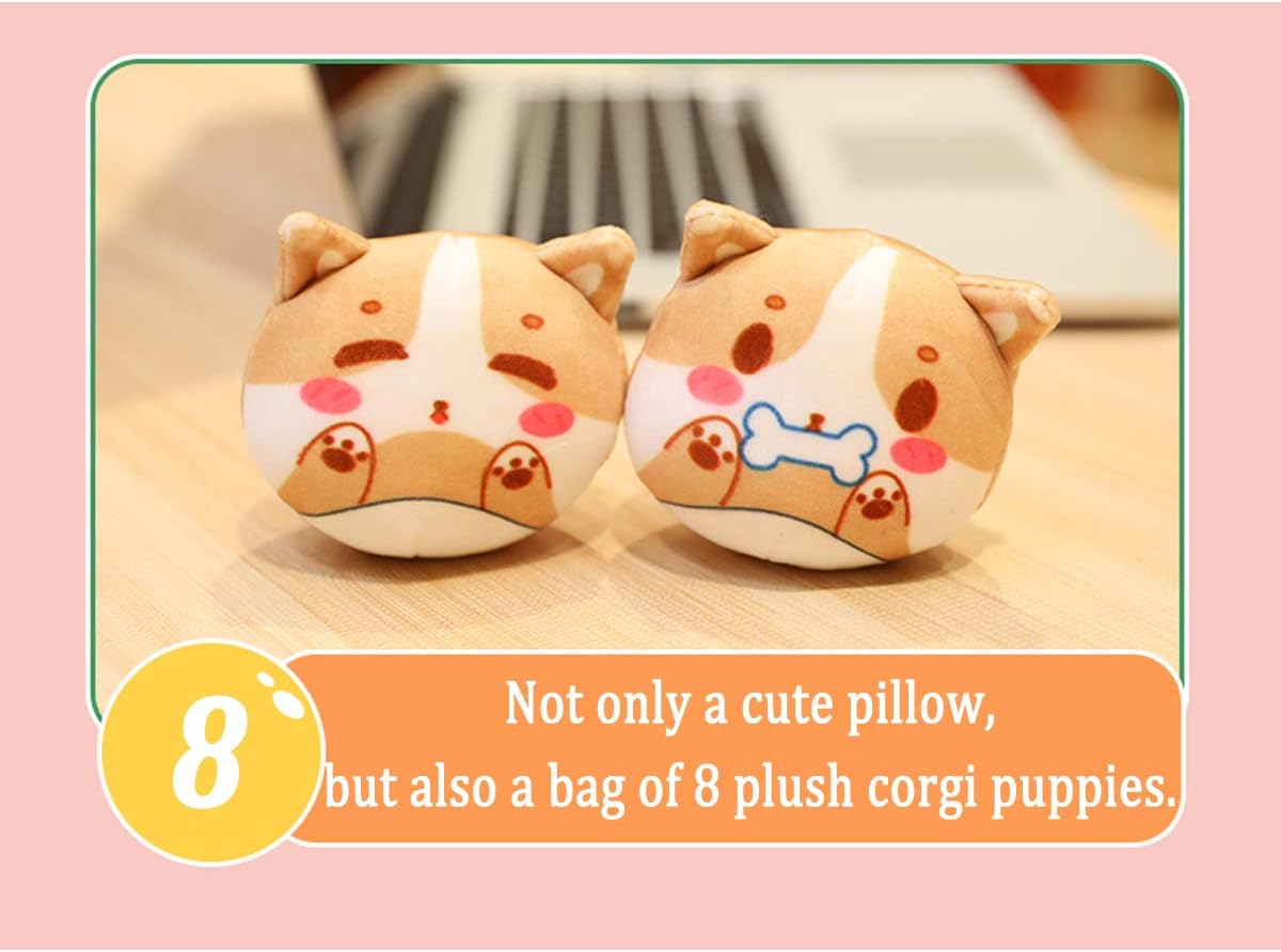 REFAHB Almohada de felpa con diseño de animales corgi