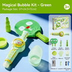Kit de máquina mágica de burbujas de humo para niños, burbujas elásticas con raquetas y guantes de punto, varita de burbujas antiniebla 10 en 1 con luces y música, regalo sensorial recargable para