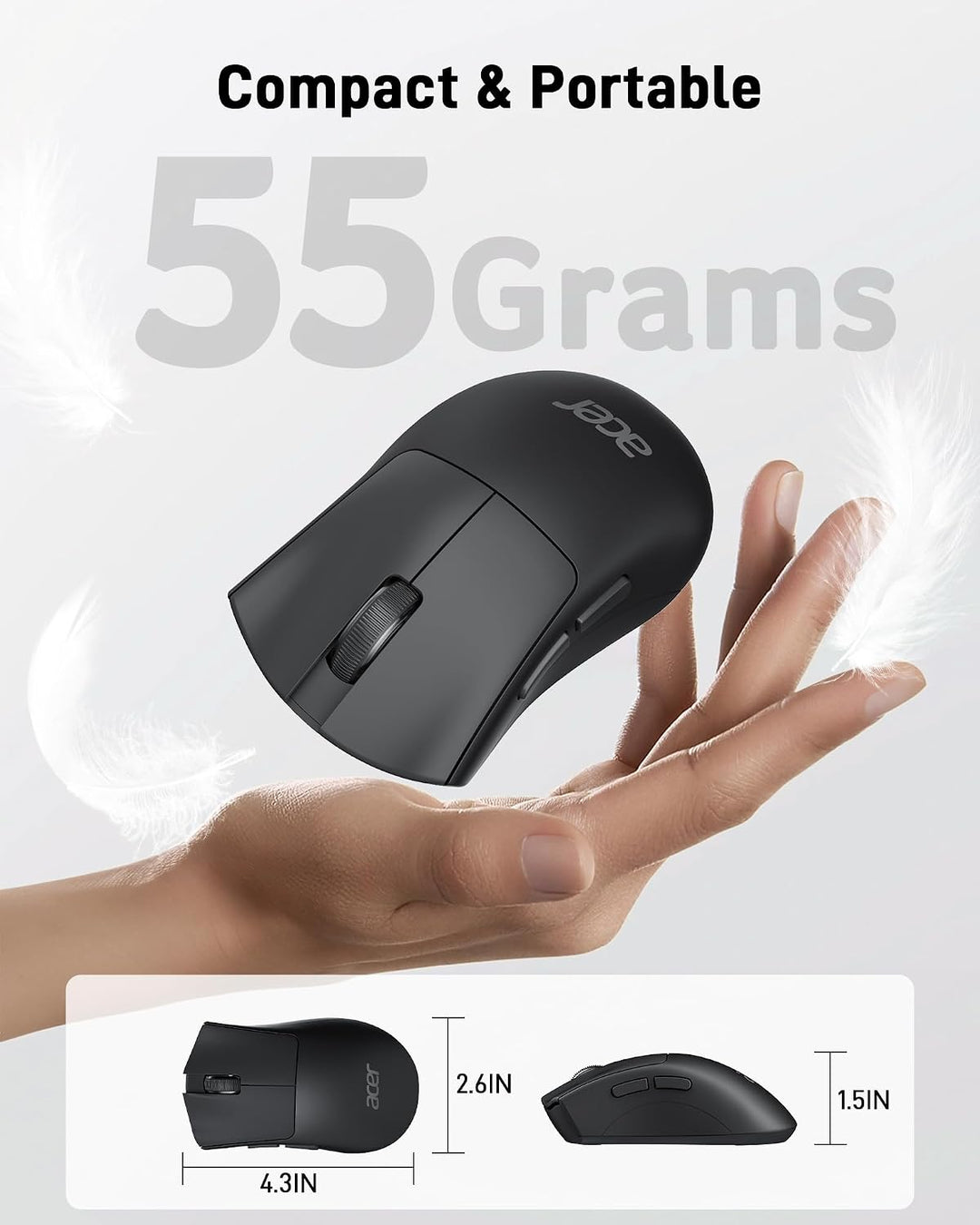 Acer Mouse Inalámbrico, Mouse de Computadora de 1200 DPI para Lapto...