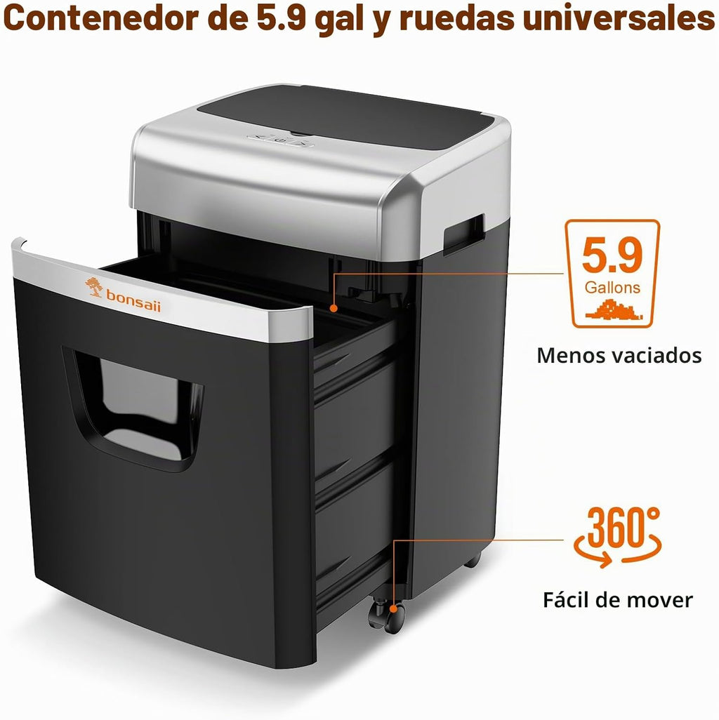 Bonsaii Trituradora de papel de alta resistencia de microcorte de 120 hojas