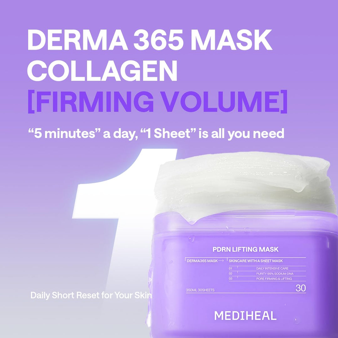 Mediheal Derma 365 - Máscara diaria [PDRN] 30 hojas, ácido hialurón...