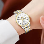 OLEVS Reloj para Mujer Plateado de Acero Inoxidable Elegante Analógico Lúmenes Visibles