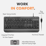 Teclado con cable X9, escritura cómoda, teclado USB ergonómico de t...