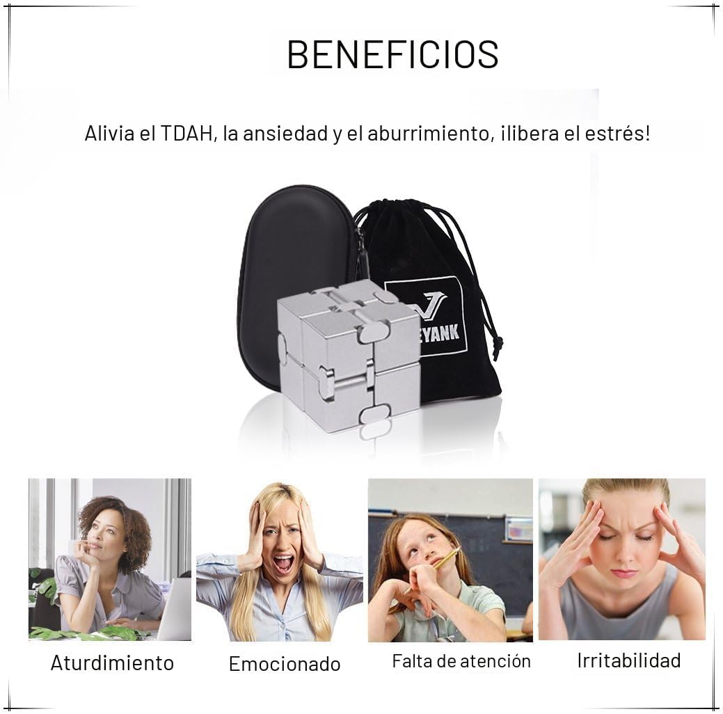 Fidget Cube - Nueva versión Fidget Finger Toys – Cubo infinito de metal Prime para aliviar el estrés y la ansiedad/TDAH, regalos sensoriales ultra duraderos para adultos y adolescentes niños