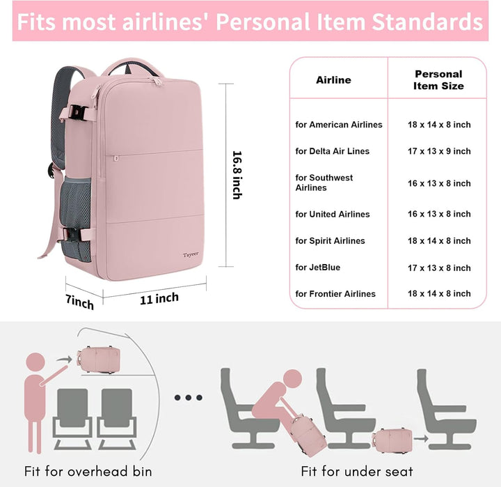 Taygeer - Mochila de viaje para mujeres, mochila de cabina con puer...