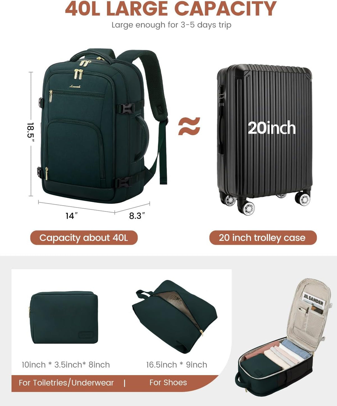 LOVEVOOK Mochila de viaje para mujer y hombre, Mochilas de viaje