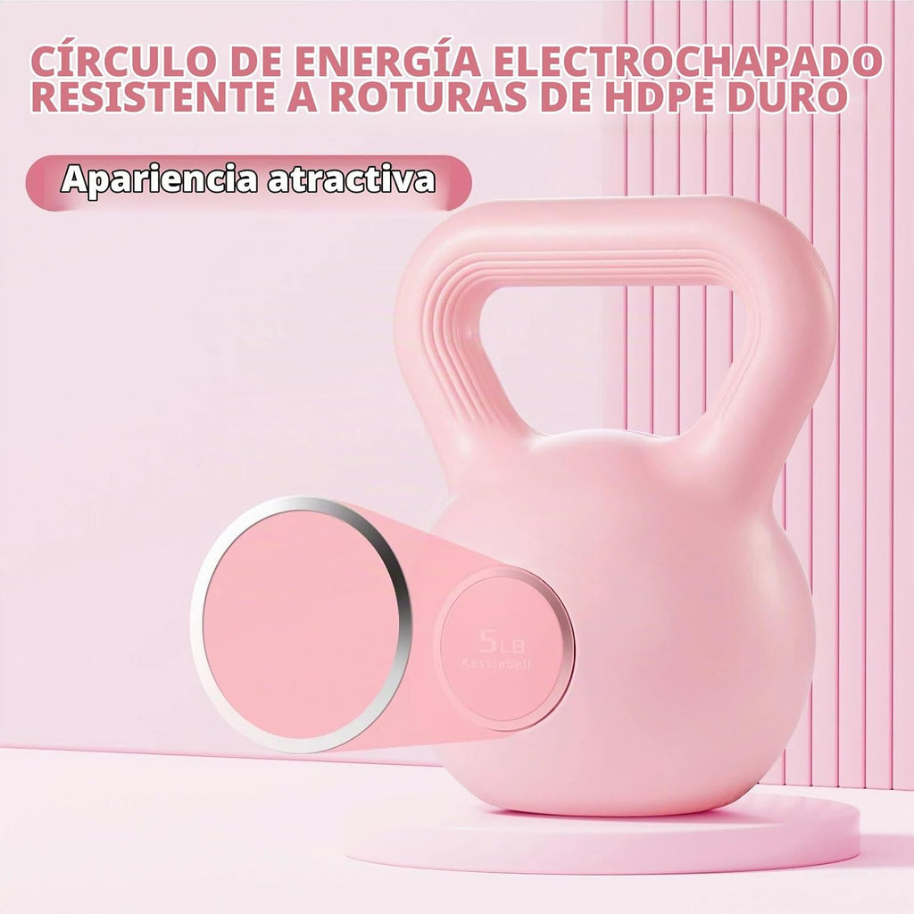 KHTO Pesas Rusas para Ejercicio de Fitness - Juego de Pesas Rusas de Fuerza en Rosa, Mancuernas para Equipo de Gimnasio en Casa
