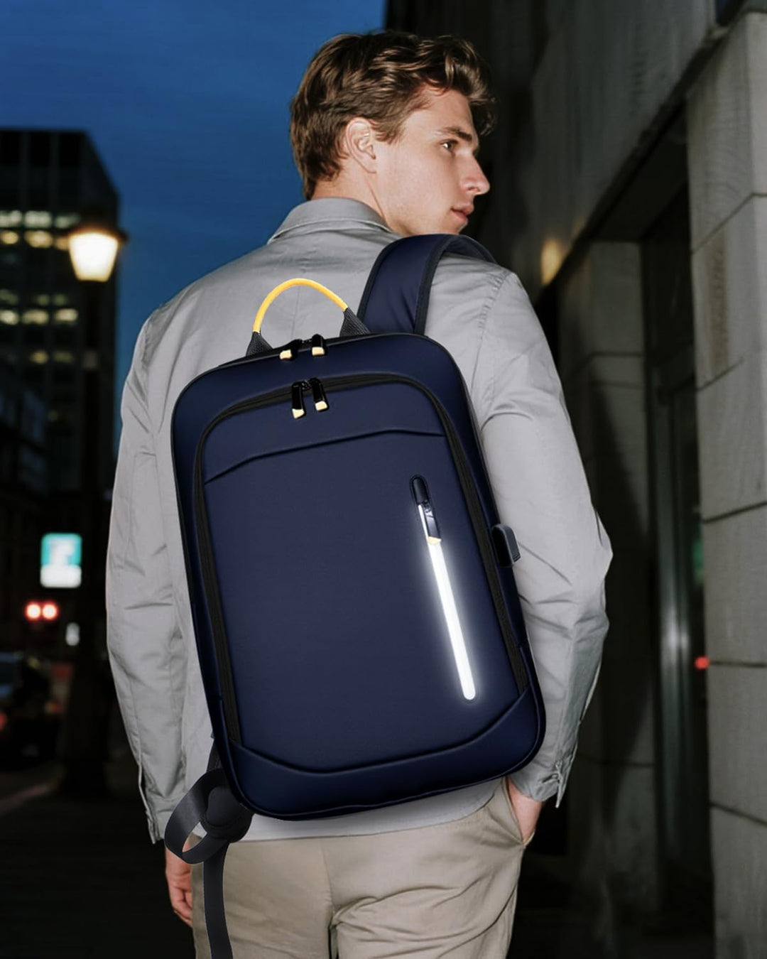 Lekespring Mochila delgada para laptop para hombre, Azul, 17,3 pulg.
