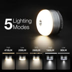 Lámpara LE Farol LED portátil de camping con base magnética 3000 mAh, batería 280LM recargable por USB, luz LED portátil para casa de campaña, de 3 modos IPX4, luz resistente al agua para senderismo, pesca, para interiores y exteriores, de emergencia