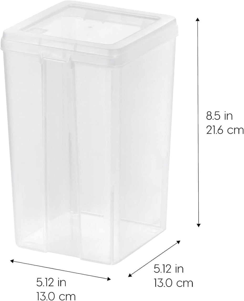 IRIS USA Contenedores verticales de plástico con tapa abatible para despensa, hogar, oficina, organización, mediano, organizador apilable con bisagras con cierres, transparente, paquete de 20