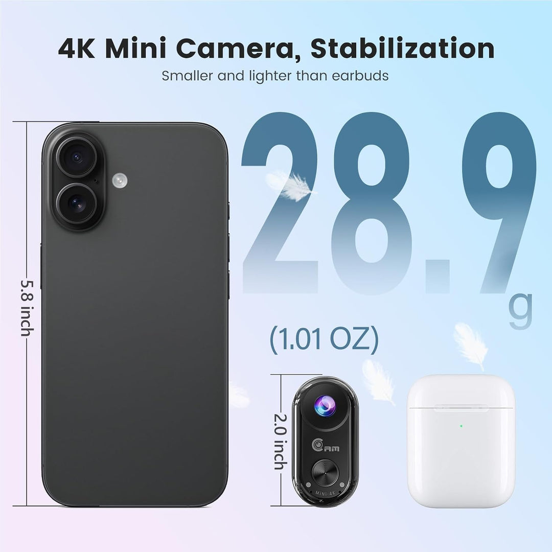 Camlance Mini cámara corporal 4K, cámara de acción magnética portát...