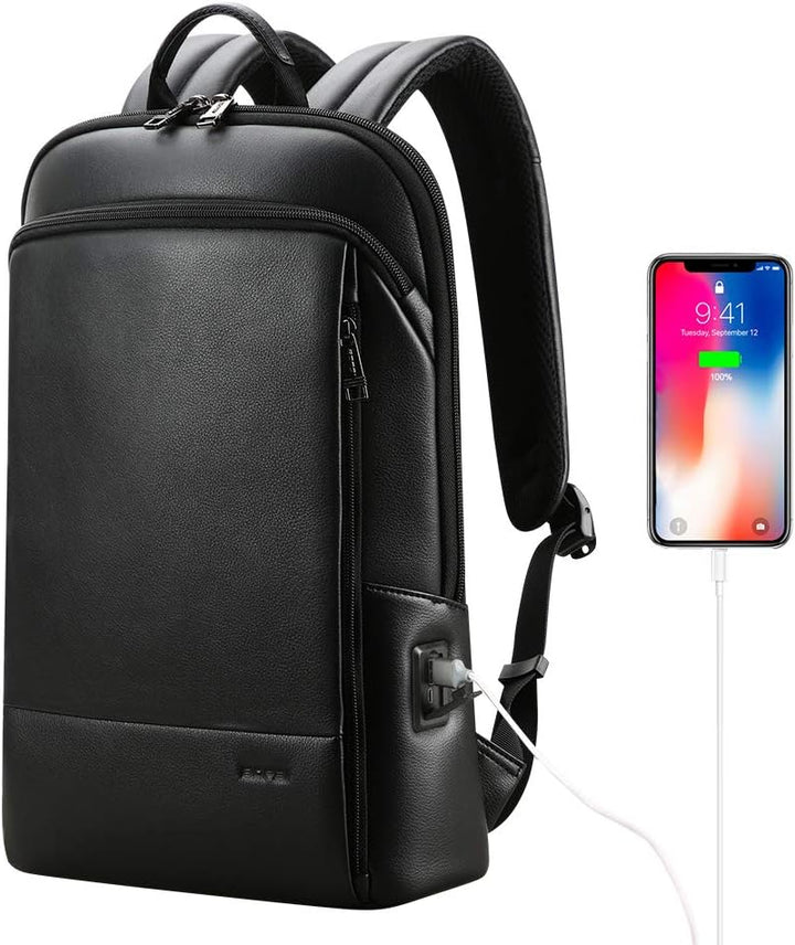 BOPAI Mochila de cuero unisex para laptop de negocios de 15.6 pulga...