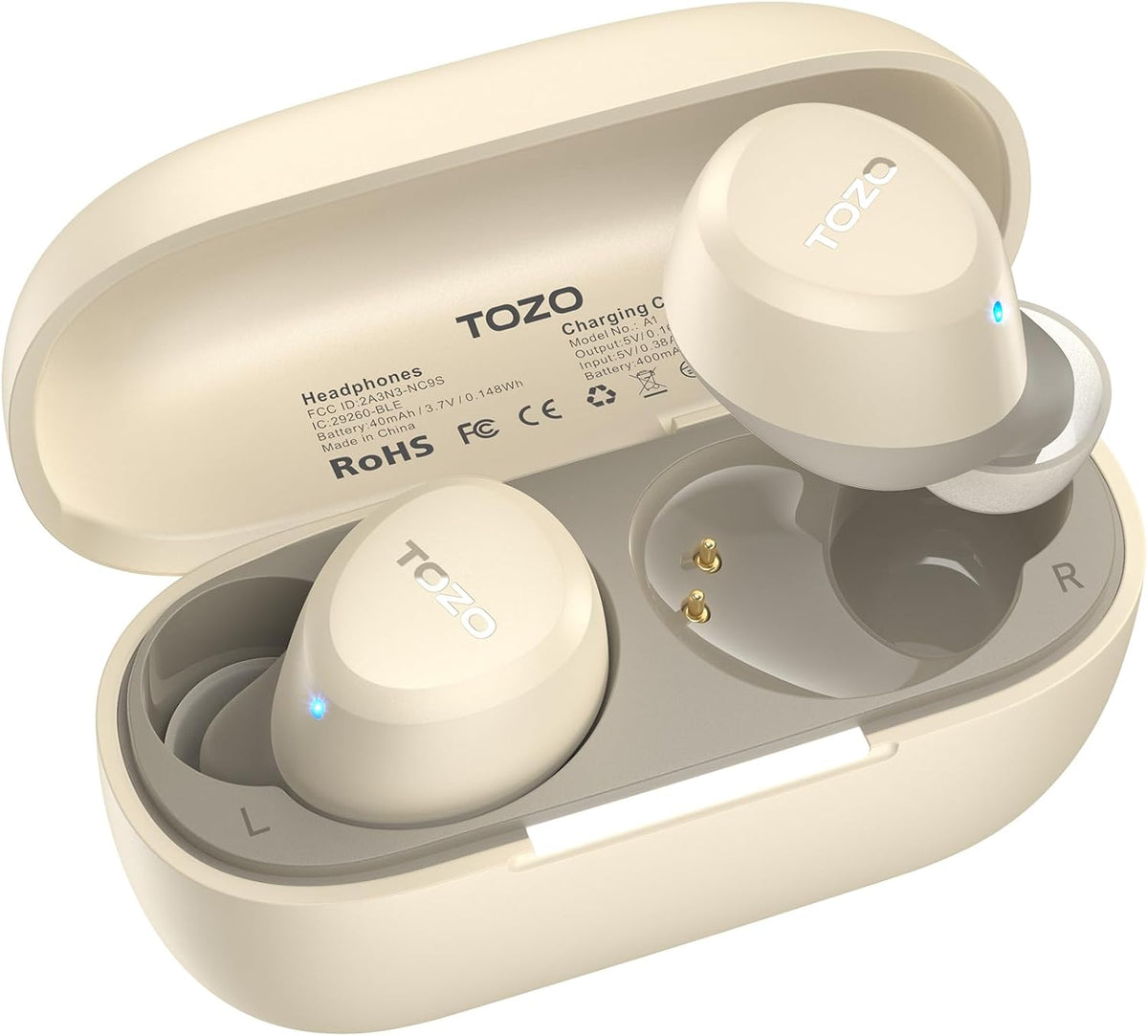TOZO Auriculares inalámbricos A1 Bluetooth 5.3 de peso ligero en el oído, Caqui claro
