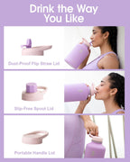 Coolflask - Funda de piel sintética aislada para botella de agua, 64 onzas, color lila y morado