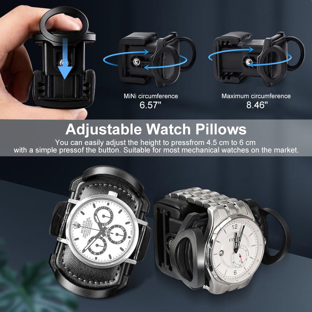 Cargador giratorio para 2 relojes automáticos + 8 ranuras de almacenamiento para relojes, motor silencioso