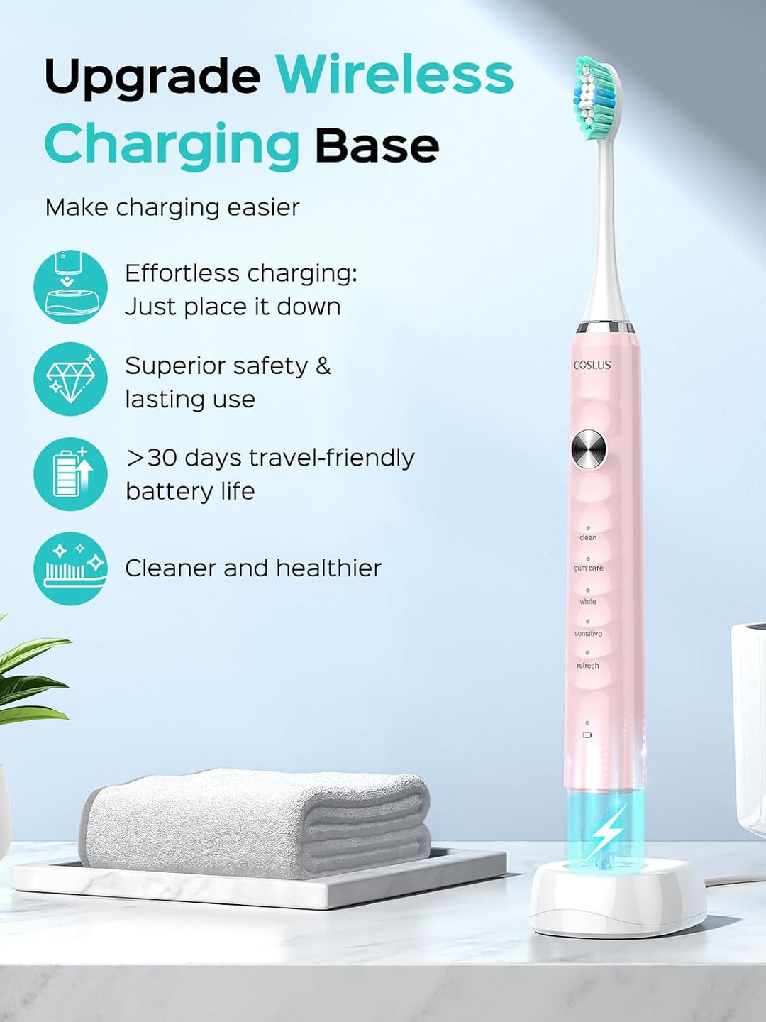 Cepillo de dientes eléctrico sónico COSLUS C40 para adultos, 47000V...