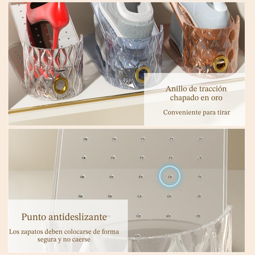 Organizador de ranuras para zapatos, paquete de 15, apilador de zapatos ajustable para almacenamiento en el armario, transparente de doble capa ahorrador de espacio, duradero y apilable para zapatos deportivos y tacones planos
