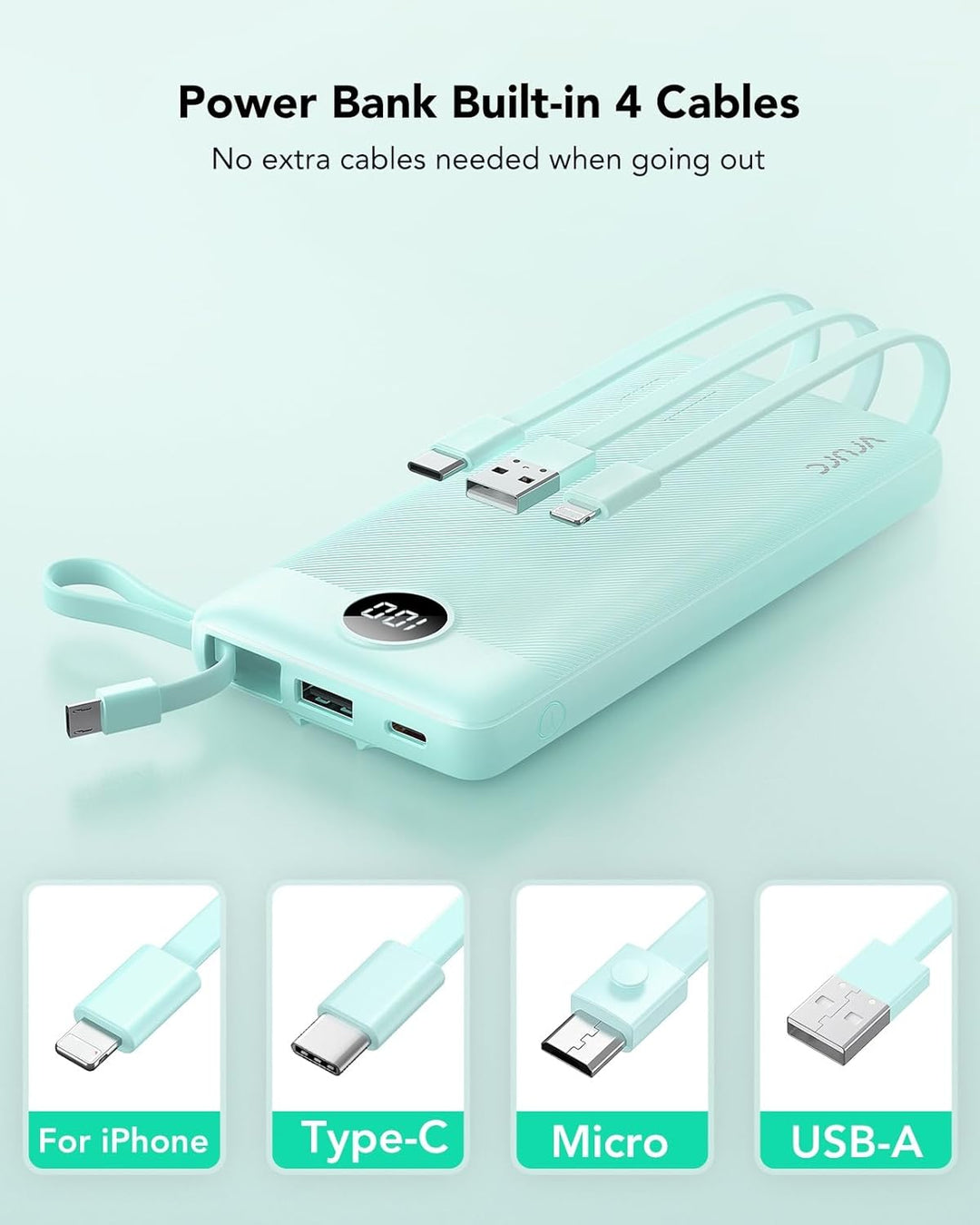 VRURC Cargador portátil para iPhone, batería compacta de viaje de 1...