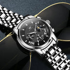 OLEVS Relojes para Hombre de Lujo a prueba de agua Lúminosos de lectura fácil Cronógrafo Con Esmalte Dorado Completo / Blanco Dial / Cara Negra Calendario Pulsera Relojes