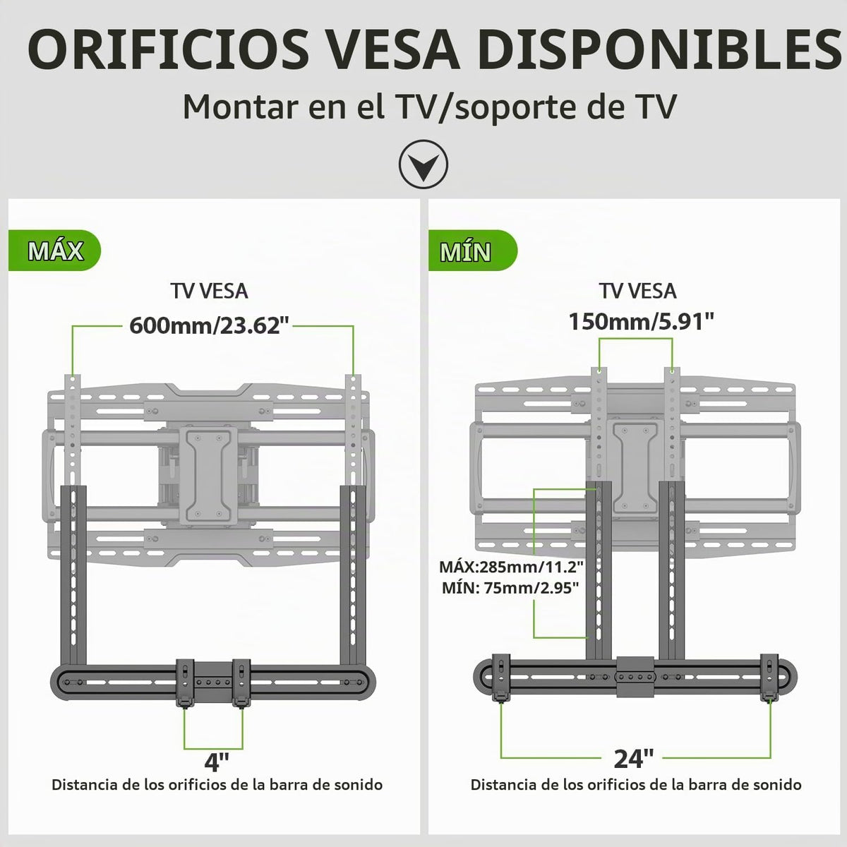 USX MOUNT Soporte universal para barra de sonido, soporte de TV para barra de sonido con altavoz, se adapta a 2 opciones de instalación, soporte de base antideslizante extraíble que se extiende de