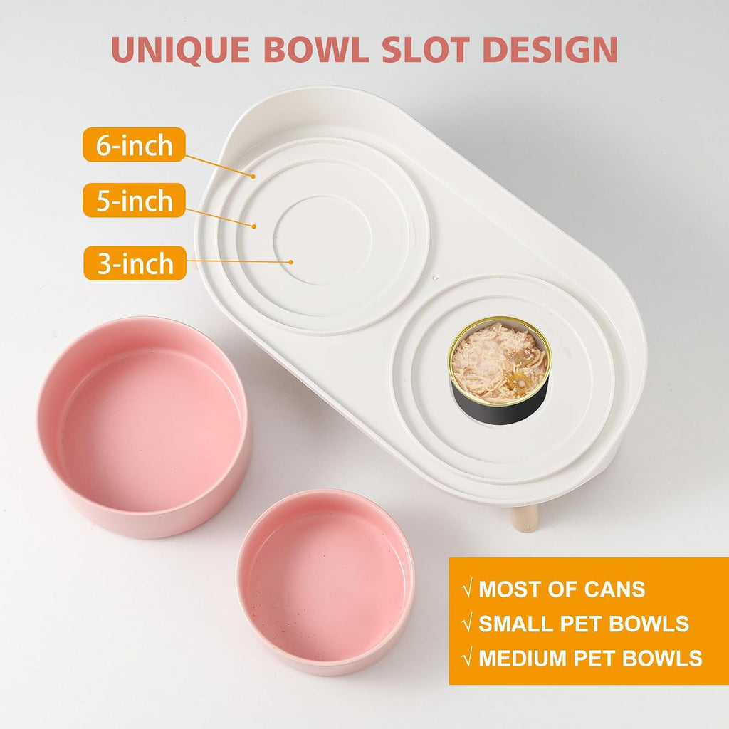 Juego de cuencos elevados de cerámica para perros – Cuencos dobles para alimentación para perros con soporte a prueba de salpicaduras – Platos elevados para alimentos y agua – Ideal para perros pequeños a medianos – 2 x 24.3 fl oz – 11.3 oz – Rosa