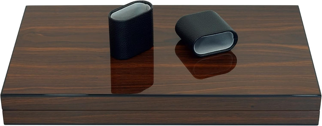 Juego de mesa de backgammon lacado de madera de lujo de 18 pulgadas con tazas de dados de cuero premium y fichas de juego acrílicas