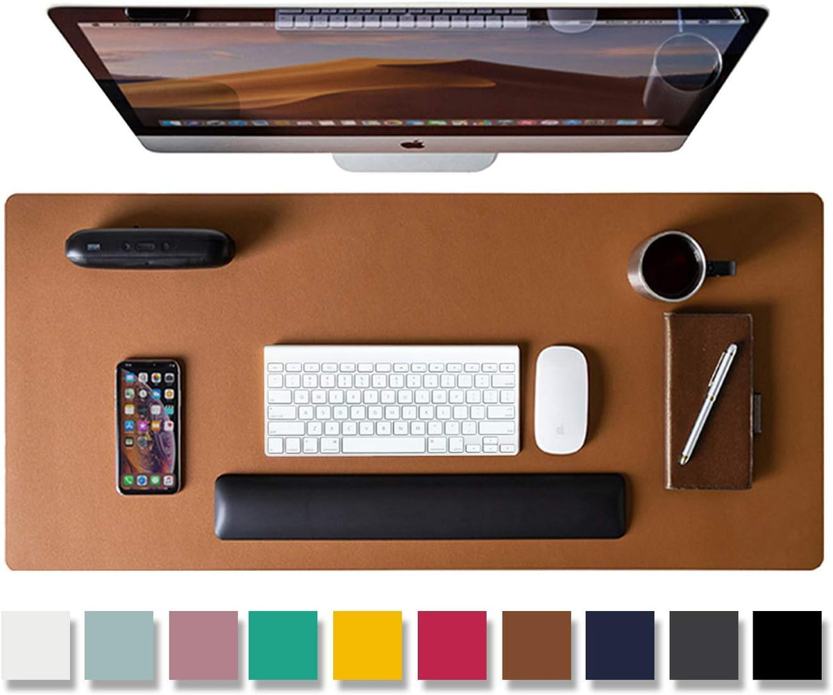 Almohadilla de escritorio de cuero y soporte para monitor
