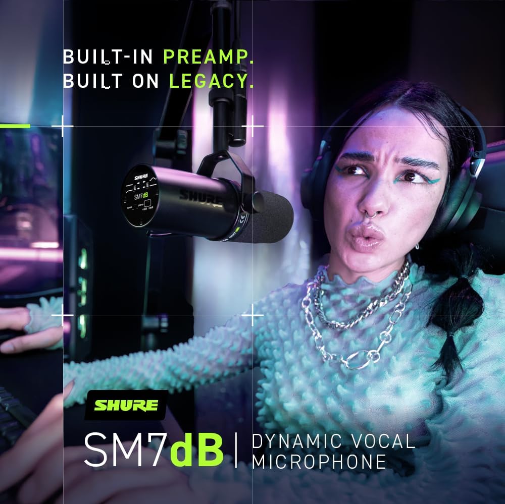 Shure SM7dB - Micrófono vocal dinámico con preamplificador integrad...