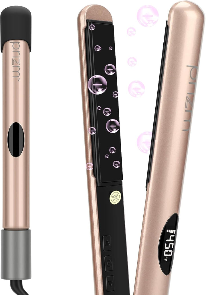 Prizm Plancha de pelo profesional de 1 pulgada 2 en 1, rizador plan...
