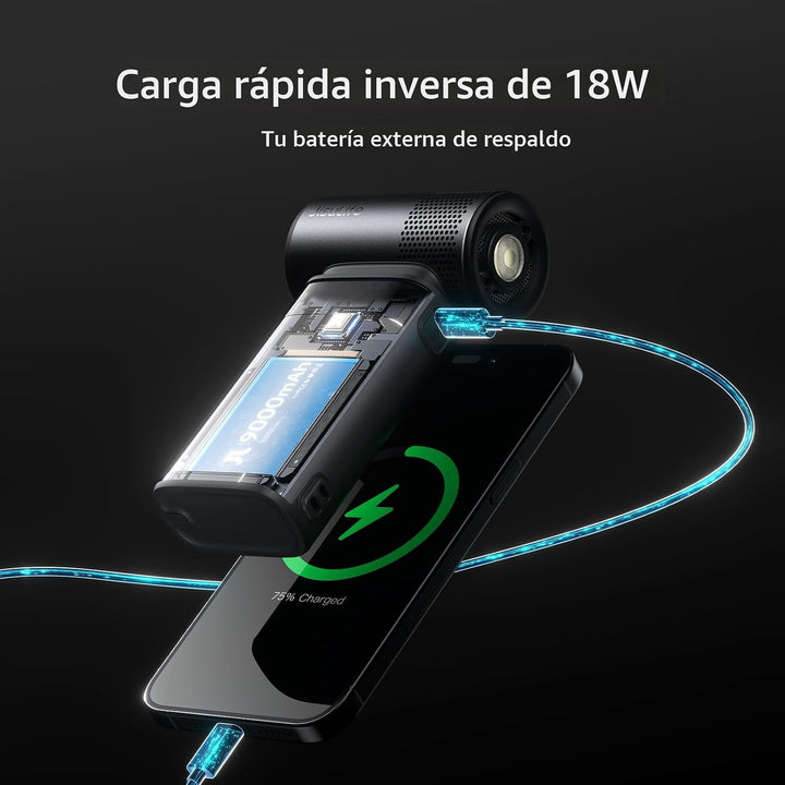 JISULIFE Ventilador Portátil de Mano Ultra2 9000mAh, Máx 25 Hrs, 5...
