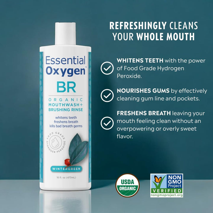 Essential Oxygen Enjuague de cepillado orgánico certificado BR, enj...