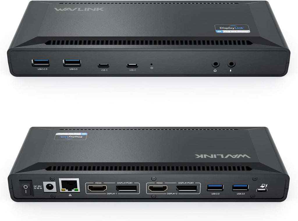 WAVLINK Estación de acoplamiento dual 4K 60Hz Displaylink USB C (2HDMI+2DP)