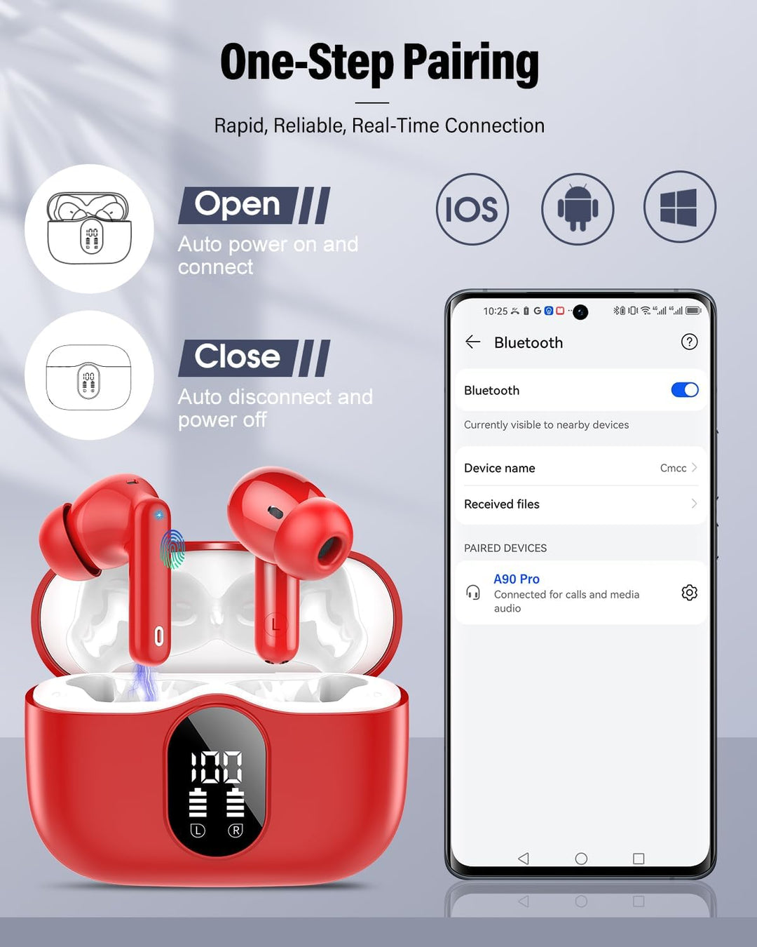 Auriculares inalámbricos Btootos, auriculares Bluetooth 5.4 con gra...