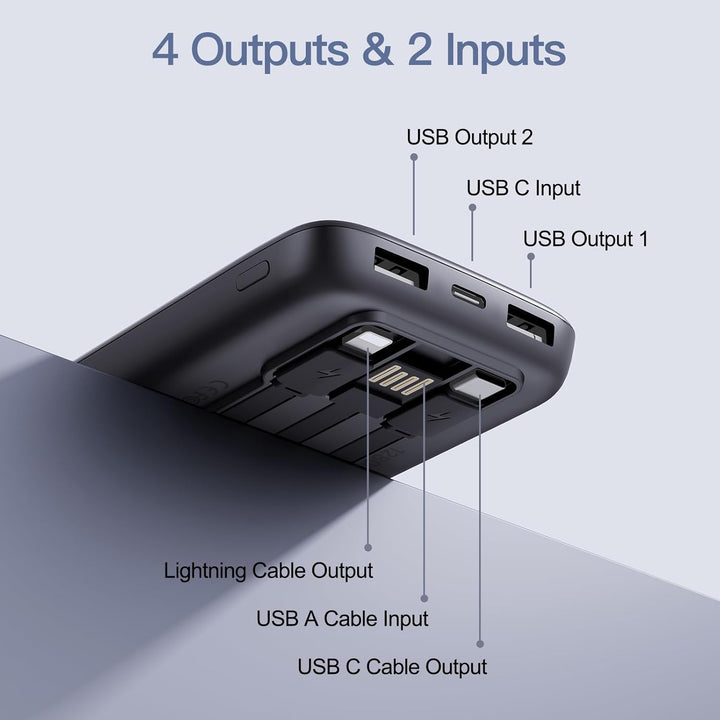 Paquete de 2 cargadores portátiles 2026 de 12800 mAh con cables int...