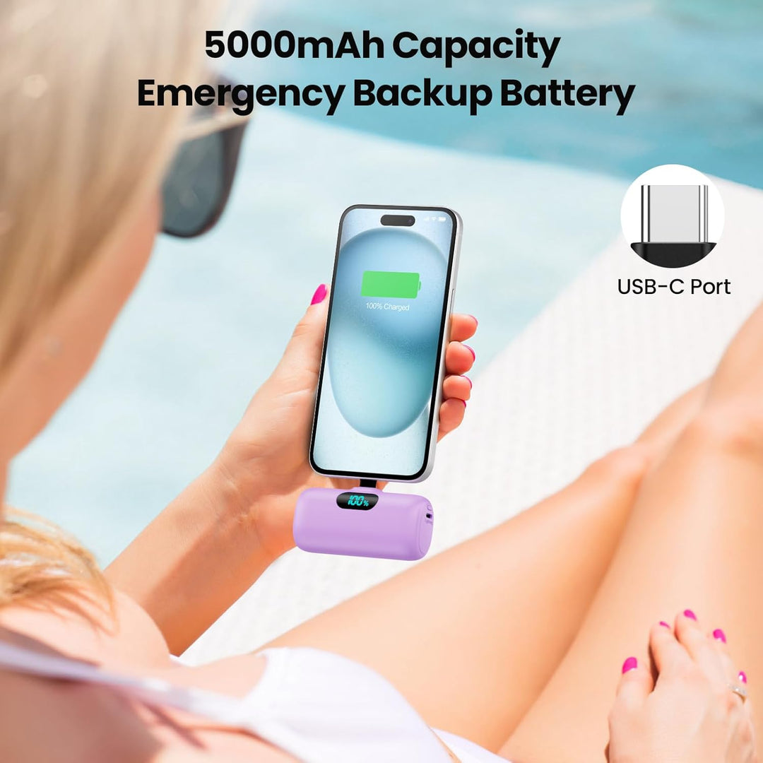 Mini Cargador Portátil USB C Power Bank, Paquete de Batería Mejorad...