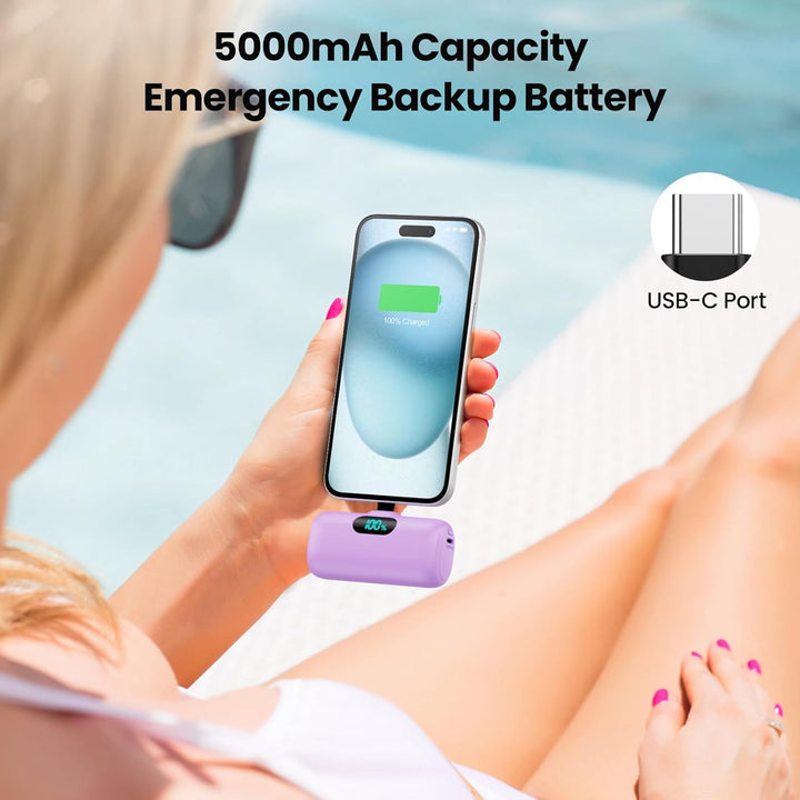 Mini Cargador Portátil USB C Power Bank, Paquete de Batería Mejorad...