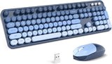 MOFII Combo de teclado y mouse inalámbricos, teclado retro de tamañ...