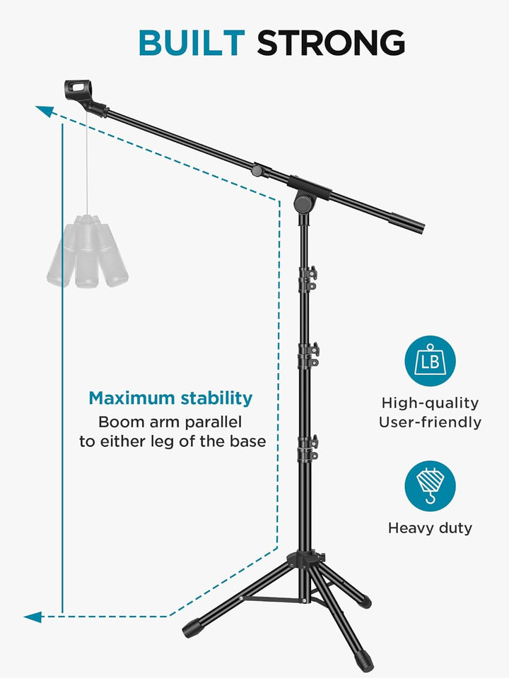 InnoGear Soporte para micrófono, trípode con brazo articulado, sopo...