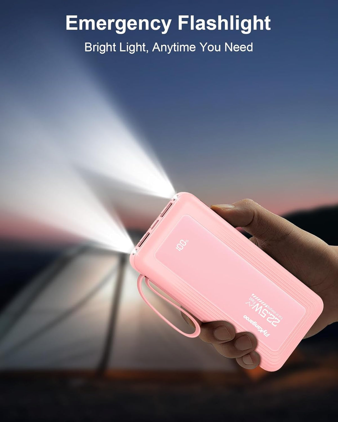 FlyKangaroo - Cargador portátil con cables integrados, batería exte...