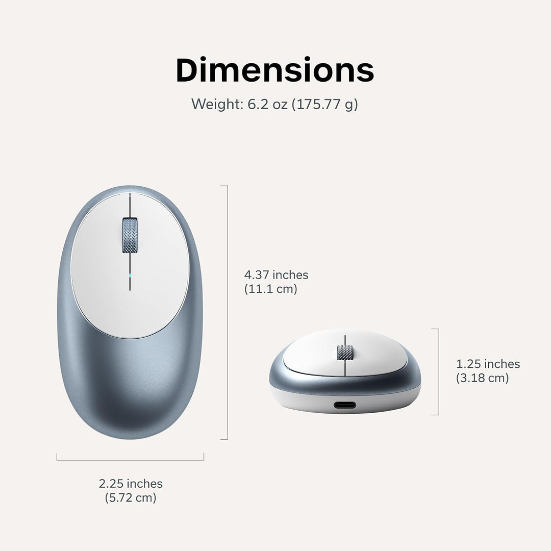 Satechi M1 - Mouse inalámbrico Bluetooth, recargable USB-C, compact...