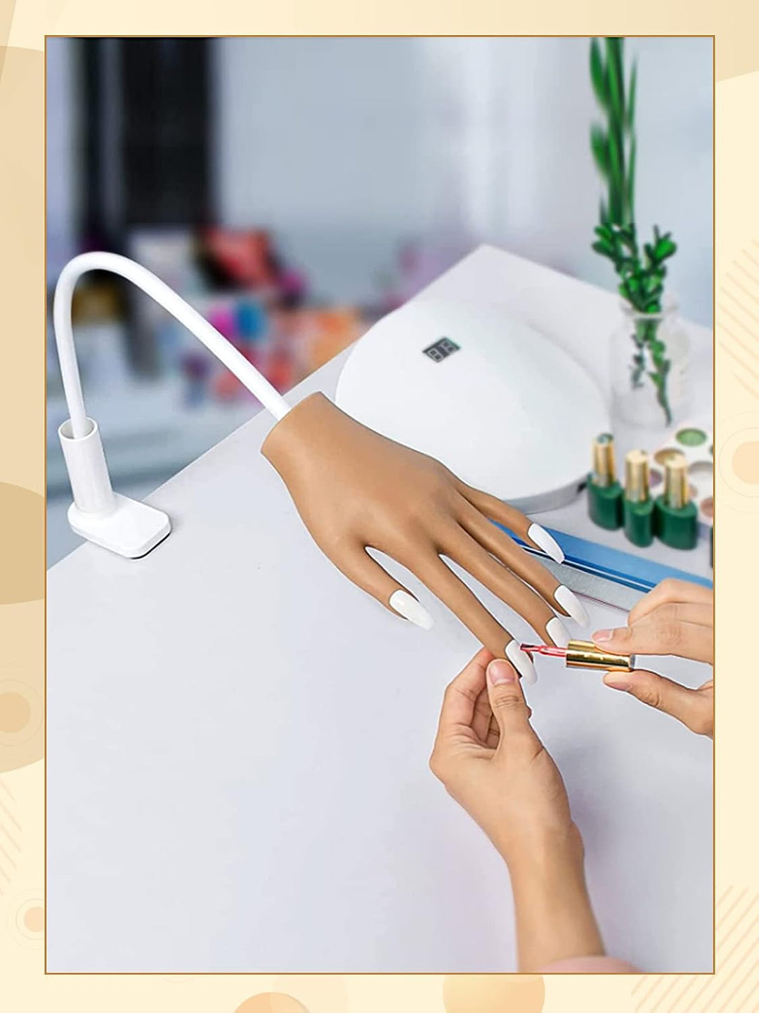 Mano de práctica para uñas acrílicas, uñas que nunca se caen, mano...