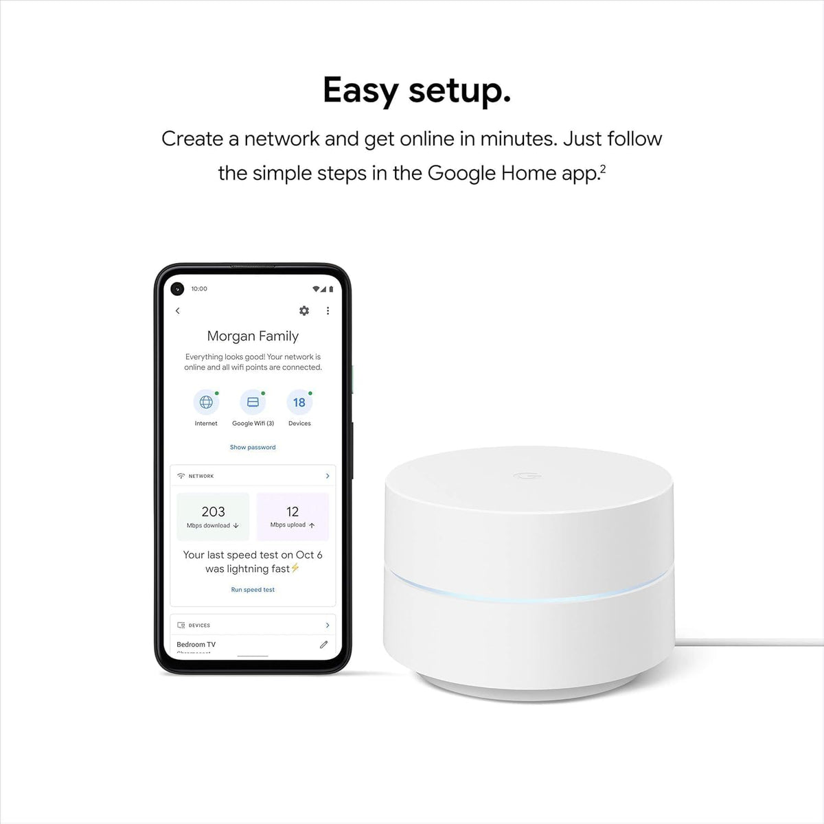 Google WiFi AC1200 - Sistema WiFi de malla - Enrutador WiFi - Cobertura de 4500 pies cuadrados - Embalaje no minorista - Paquete de 3 - Nieve