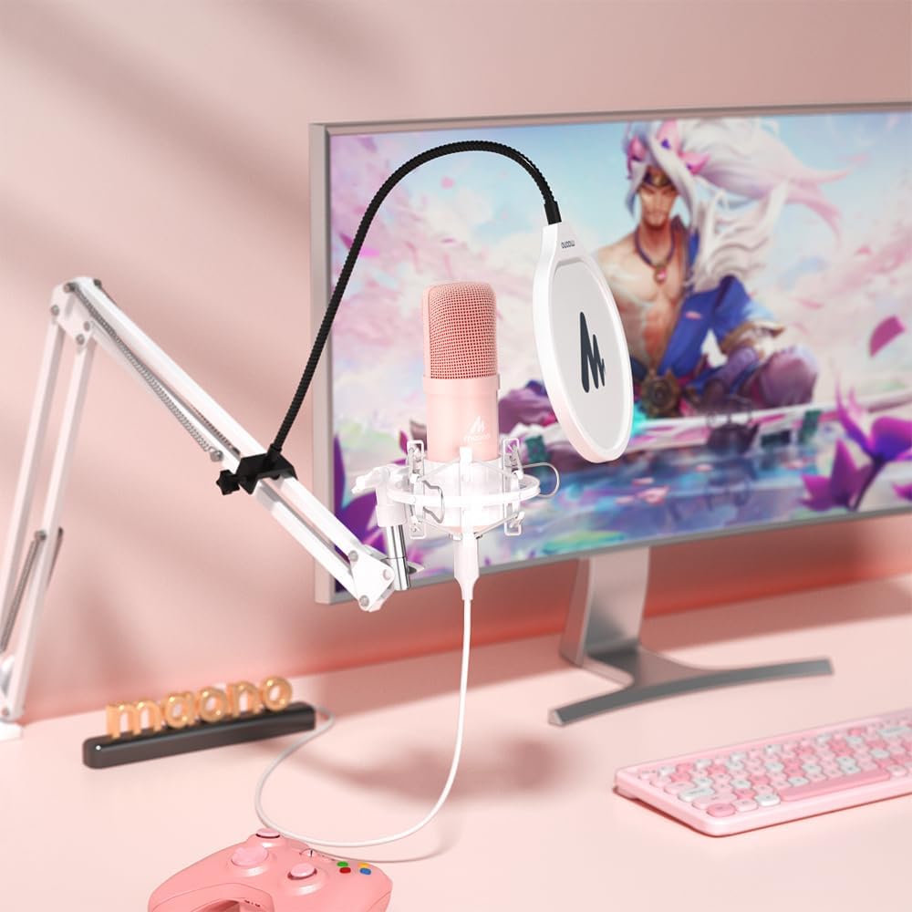 MAONO Micrófono USB, 192kHz\/24bit Plug &amp; Play PC Podcast conde...