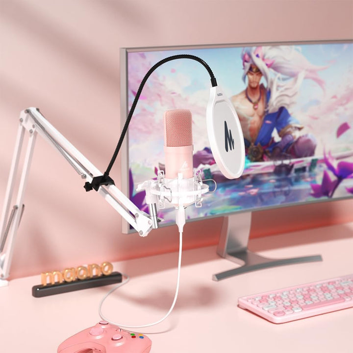 MAONO Micrófono USB, 192kHz\/24bit Plug &amp; Play PC Podcast conde...