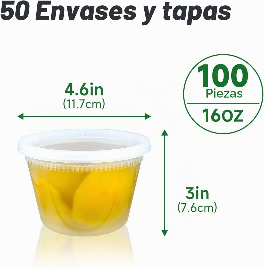 Dealusy 50 Set 16 oz Contenedores de deli con tapas