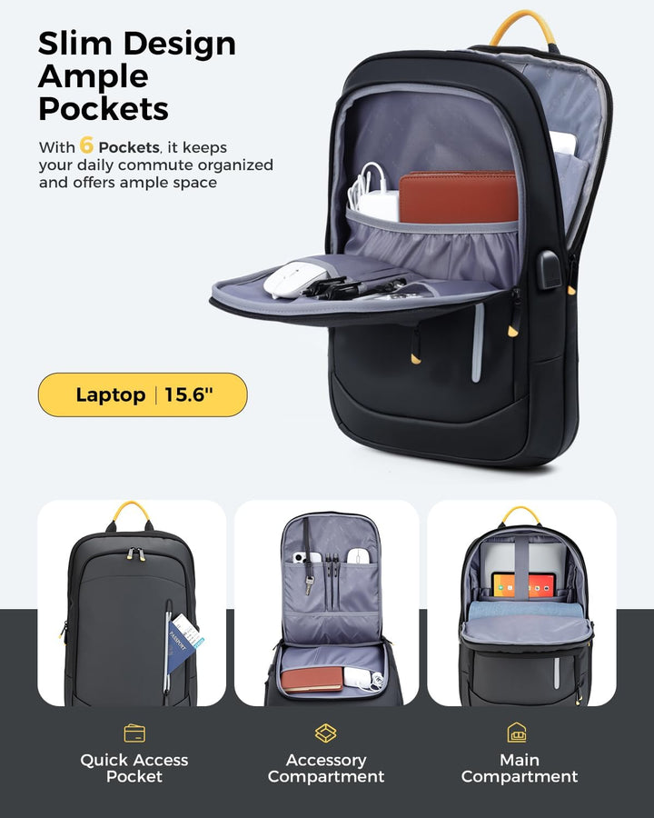 Lekespring Mochila delgada para laptop para hombre, Negro-no expand...