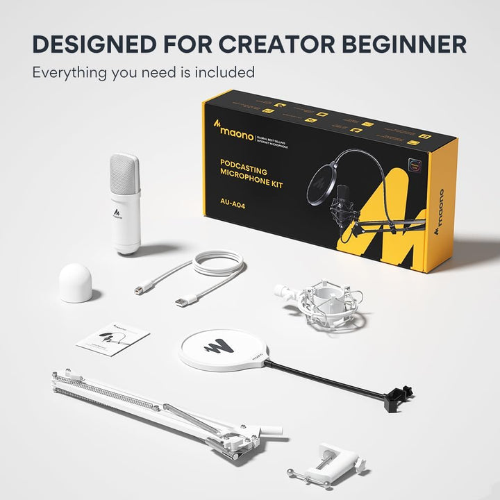 MAONO Micrófono USB, 192 kHz\/24 bits Plug &amp; Play PC Podcast co...