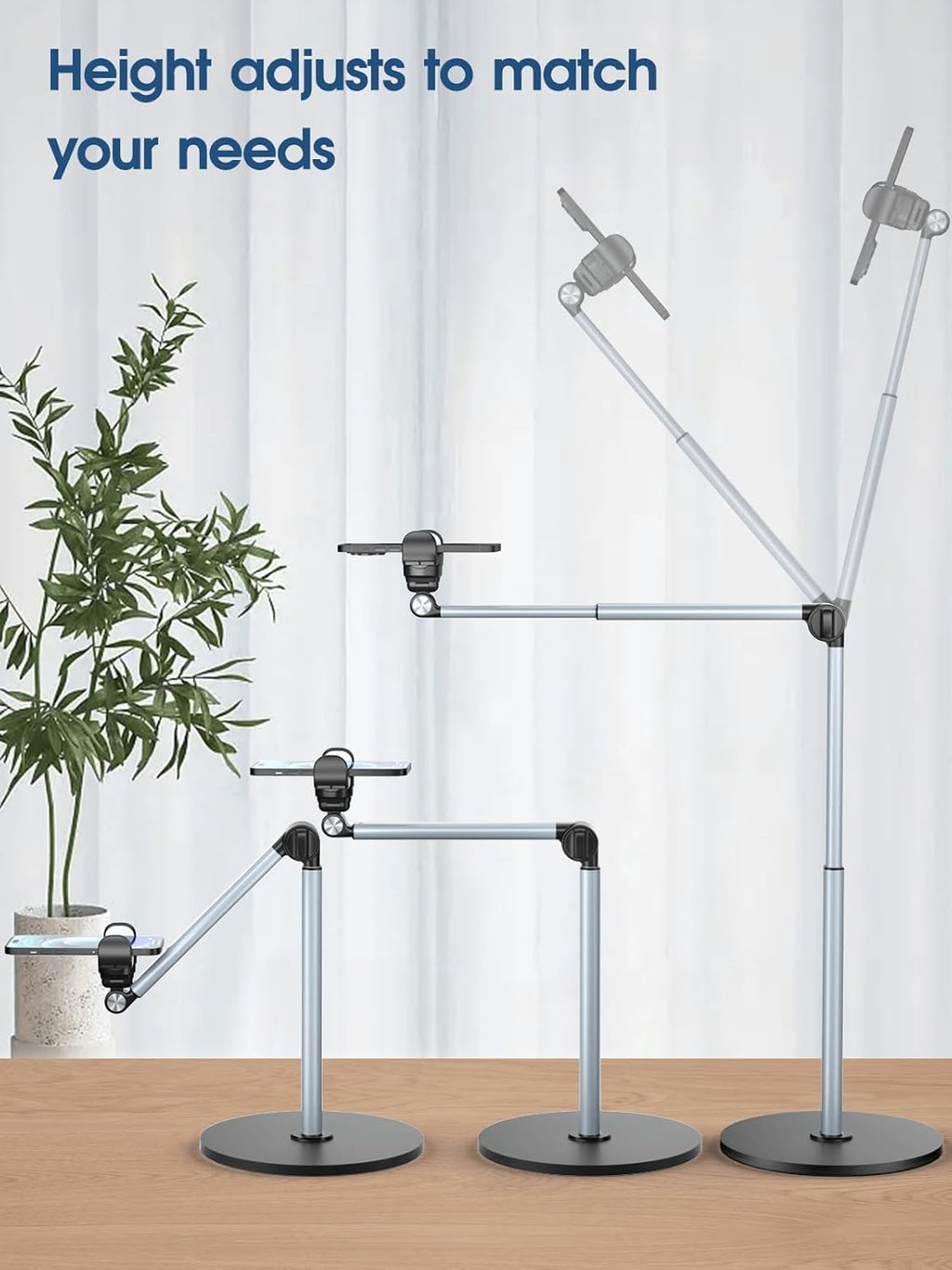 Soporte de Teléfono Aéreo de Aluminio Resistente para Grabación, Trípode Ajustable para iPhone para Tomas Aéreas, Soporte Resistente para Cocinar, Manualidades, Filmación, Pintura – Perfecto para