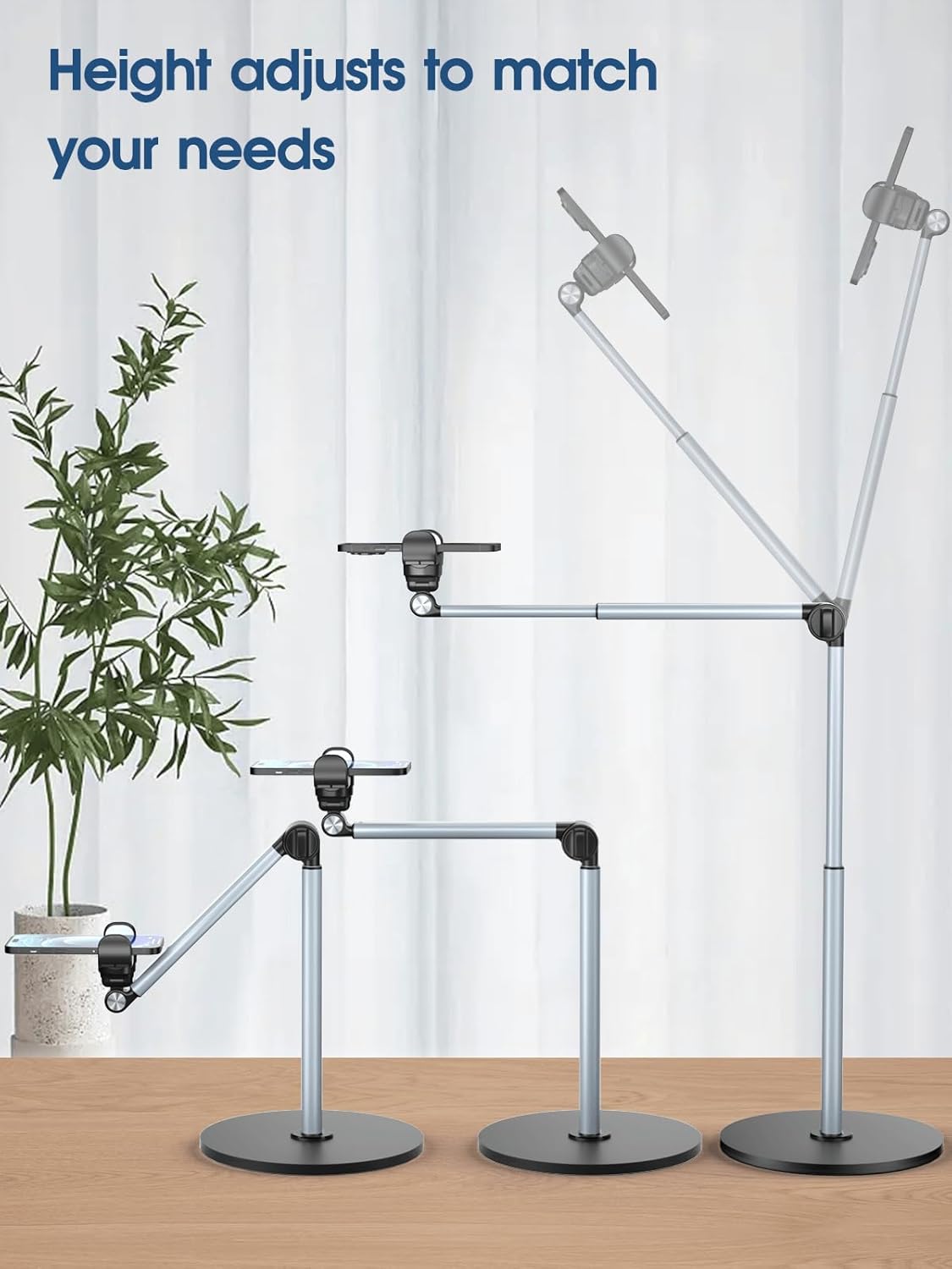 Soporte de Teléfono Aéreo de Aluminio Resistente para Grabación, Trípode Ajustable para iPhone para Tomas Aéreas, Soporte Resistente para Cocinar, Manualidades, Filmación, Pintura – Perfecto para