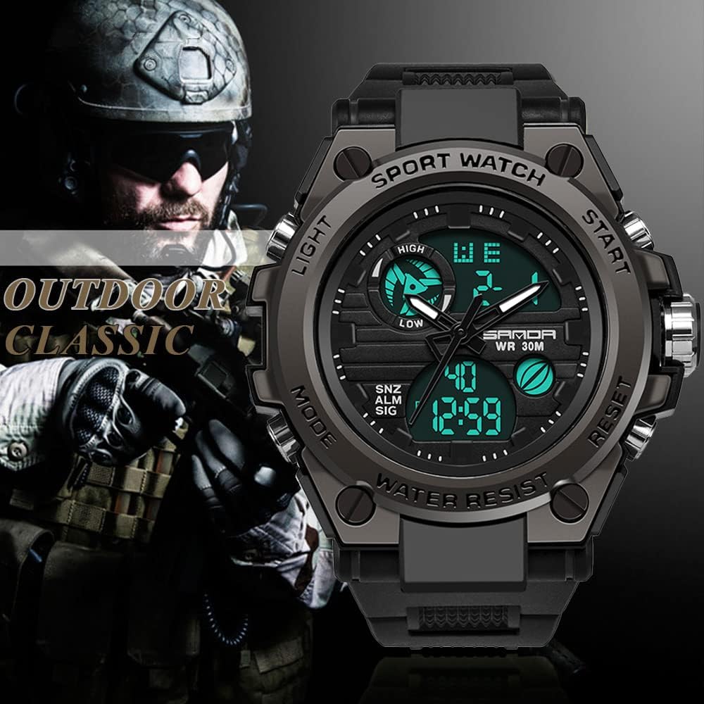 Relojes deportivos para hombre al aire libre, impermeable, militar, fecha, tácticas, LED, alarma, cronómetro